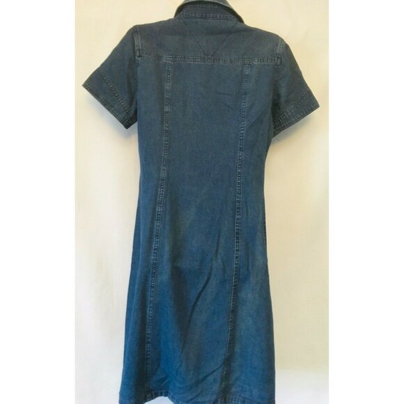 Style Studio Dress Size Small Shirt Snap Button Up Blue Denim Med Wash Pockets - Picture 2 of 5